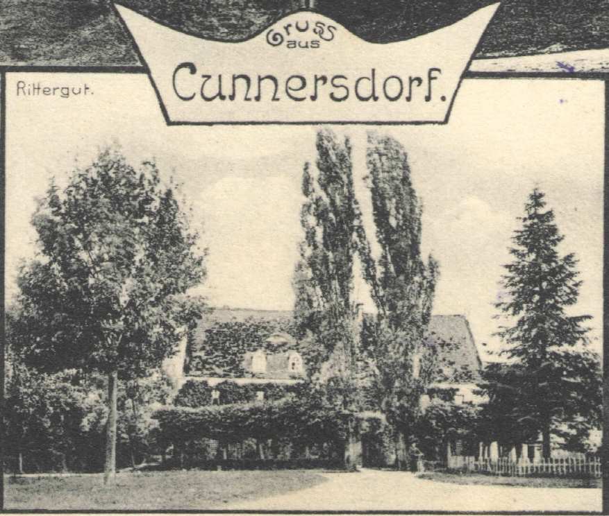 Rittergut Cunnersdorf bei Kamenz, Postkartenausschnitt.