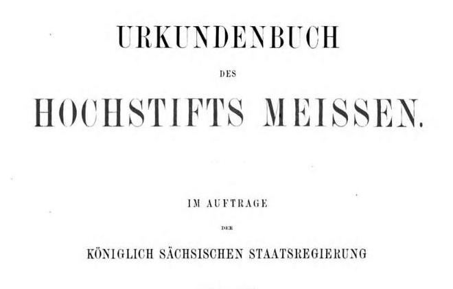 Familienforschung Sachsen: Urkundenbuch des Hochstifts Meißen, Thomas Pinicker, Stadtrath in Meißen, Sachsen.